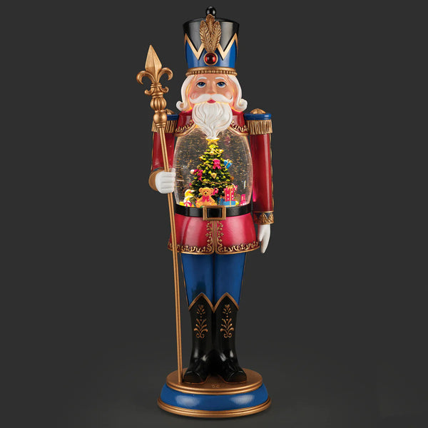 Nutcracker Statue with Tree and Presents - Lighted Swirl Statue