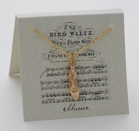 Ballet Slipper Necklace - Gold