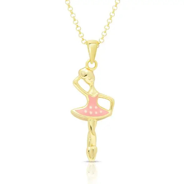 Gold Ballerina Pendant Necklace