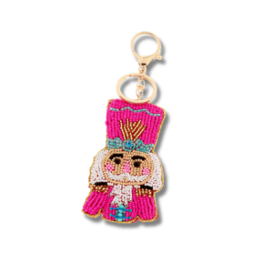 Seed Bead Nutcracke Keychain in Pink