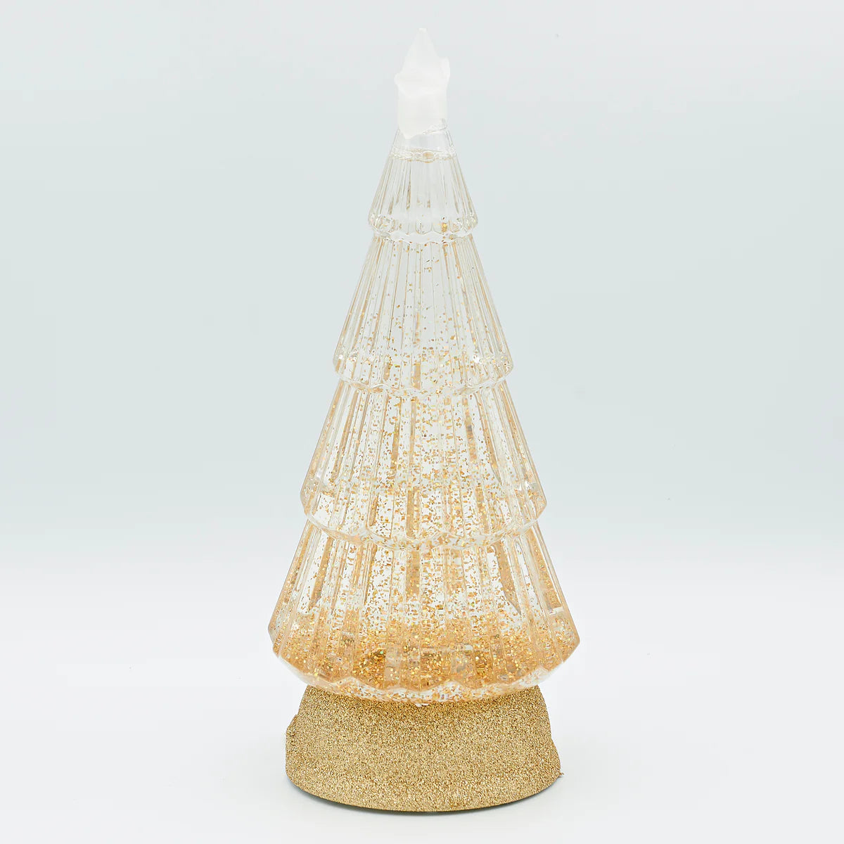 Lit Swirl Tree with Gold Glitter