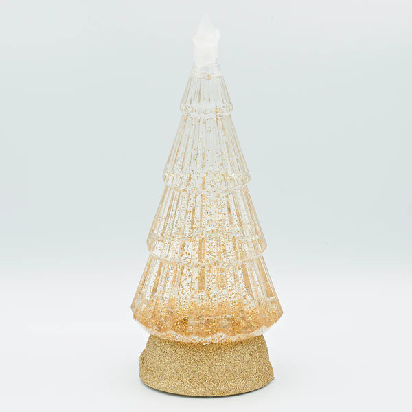 Lit Swirl Tree with Gold Glitter