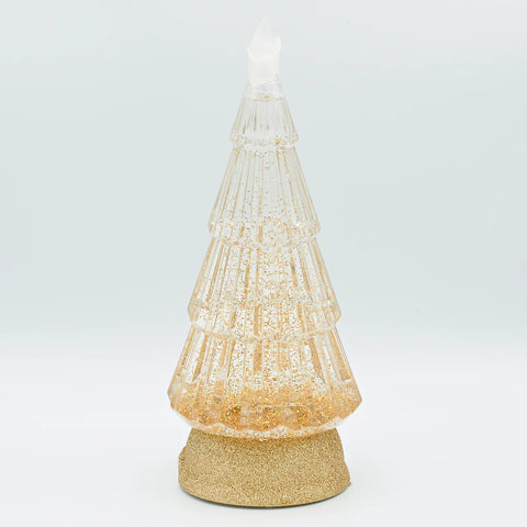 Lit Swirl Tree with Gold Glitter