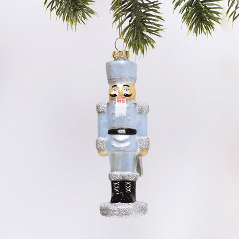 Blue Glass Nutcracker Ornament