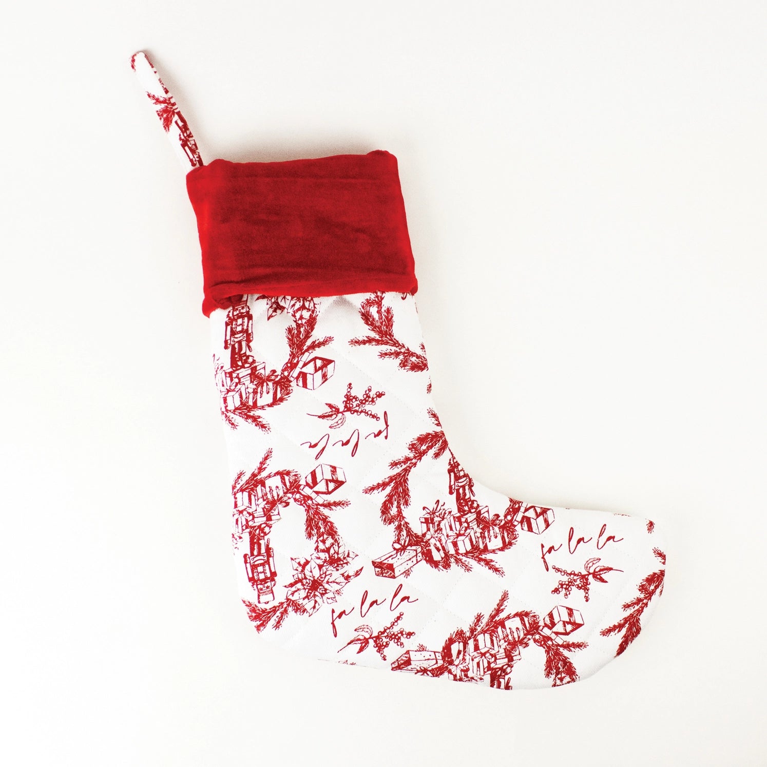 Quilted Stocking - Red Nutcracker Toile