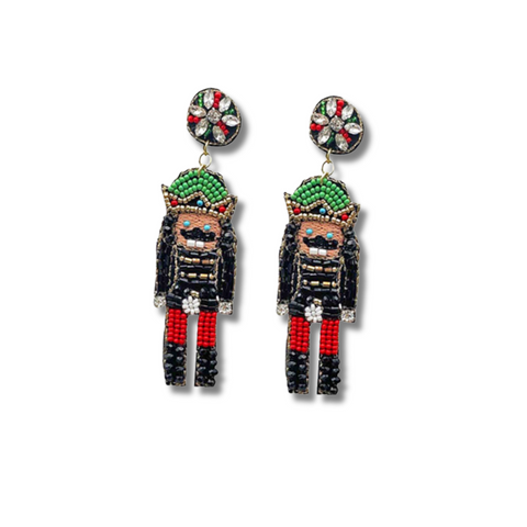 Black Beaded Nutcracker Earrings