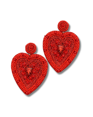 Beaded Heart Earrings