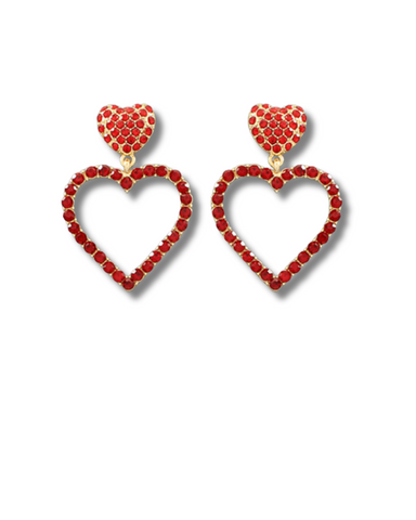 Pave & Outline Heart Dangle Earrings