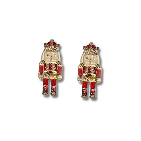 Red Enamel Nutcracker Studs