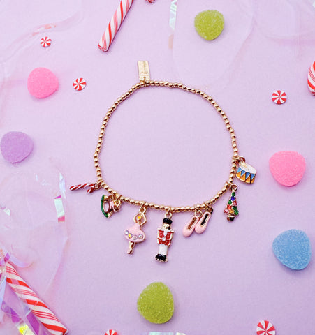 Nutcracker Ballet Charm Stretch Bracelet - 7"