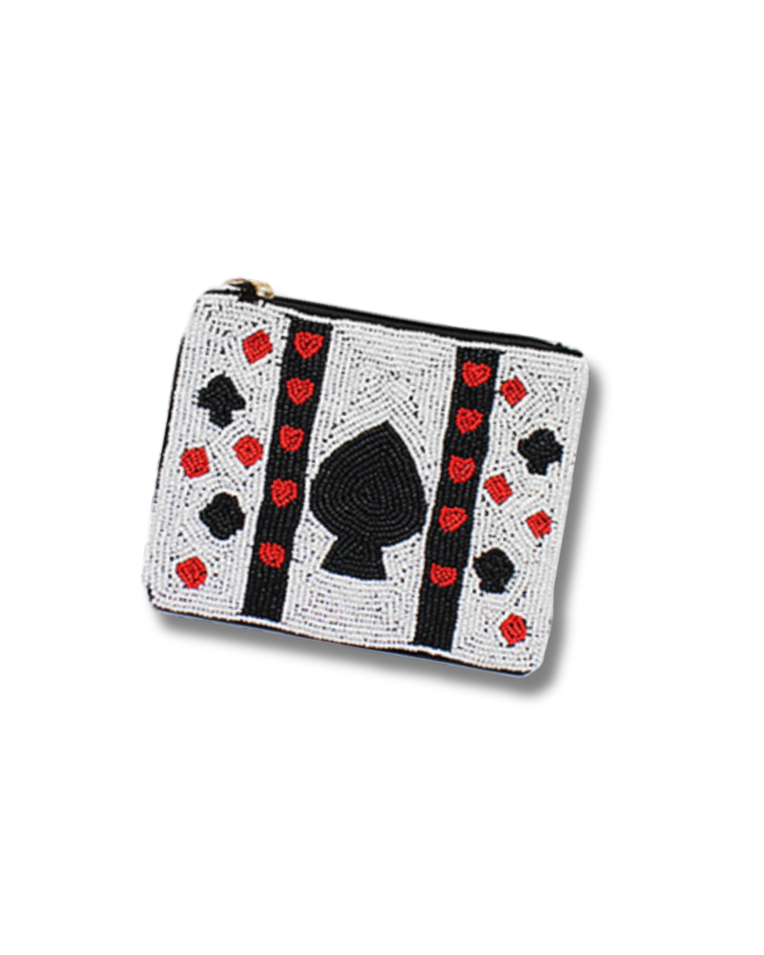 Spades & Hearts Beaded Coin Pouch