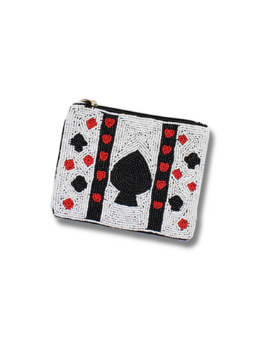 Spades & Hearts Beaded Coin Pouch