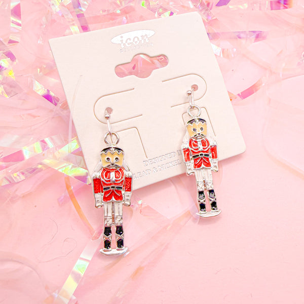 Nutcracker Dangle Earrings in Red