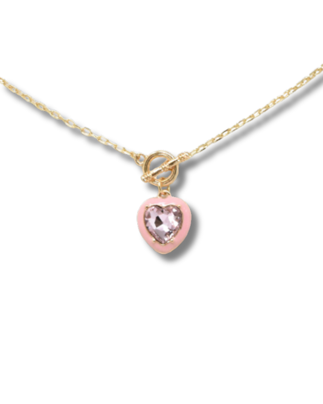 Glass Enamel Heart Charm Necklace