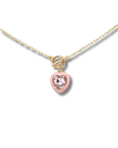 Glass Enamel Heart Charm Necklace