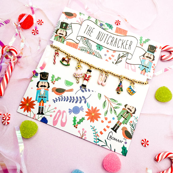 Nutcracker Ballet Charm Stretch Bracelet - 7"