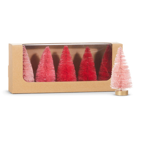 Pink Bottle Brush Trees - set of 5