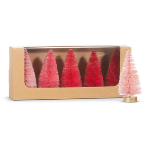 Pink Bottle Brush Trees - set of 5