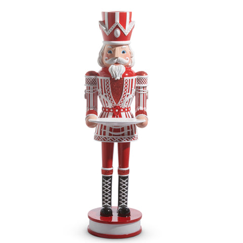 36" PEPPERMINT NUTCRACKER WITH TRAY