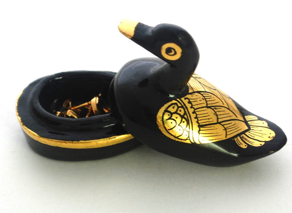 Petite Duck Lacquer Ring Box with Gold Details