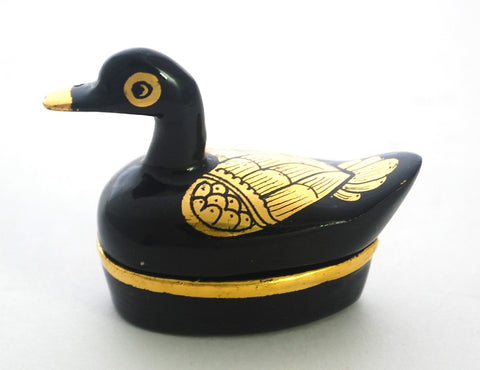 Petite Duck Lacquer Ring Box with Gold Details