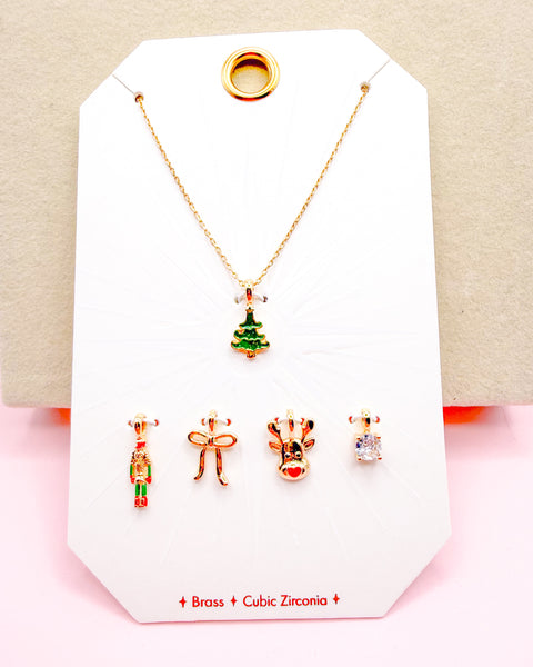 Holiday Charm Necklace - 5 Interchangeable Charms