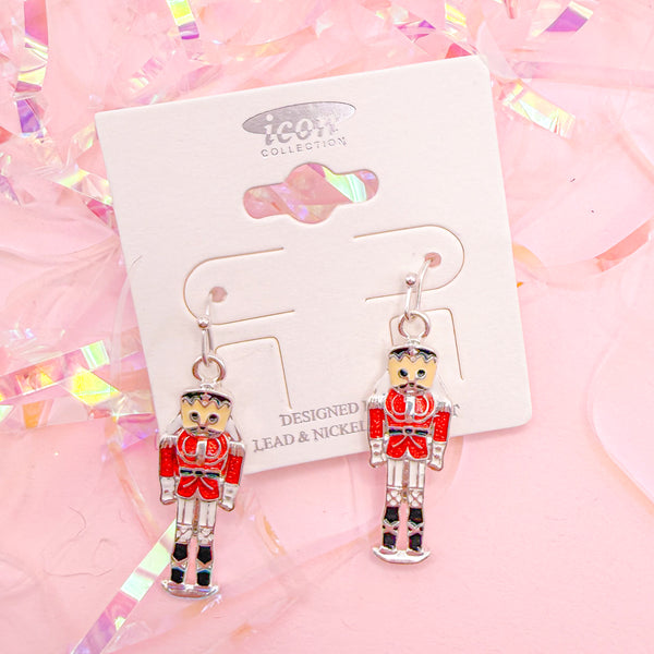 Nutcracker Dangle Earrings in Red