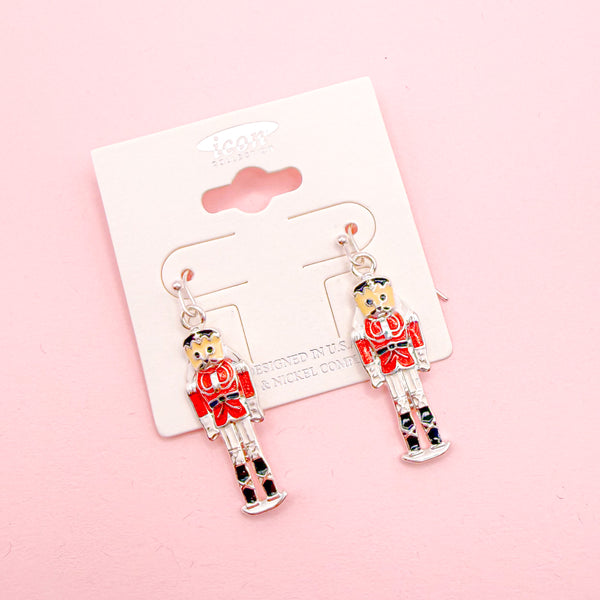 Nutcracker Dangle Earrings in Red