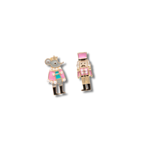 Nutcracker and Mouse King Stud Earrings in Red or Pink