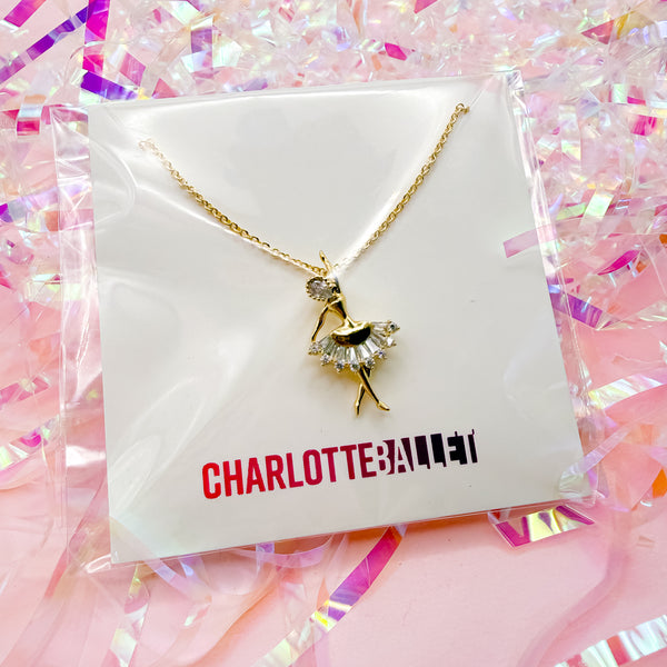 Gold Pave Ballerina Pendant Necklace