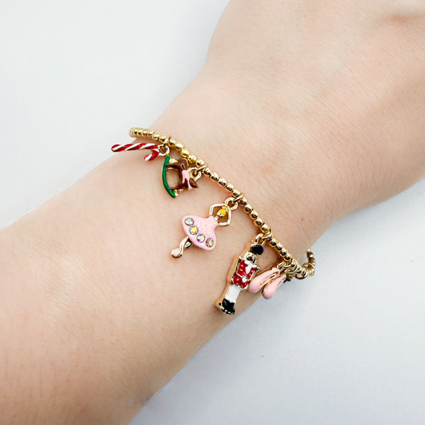 Nutcracker Ballet Charm Stretch Bracelet - 7"