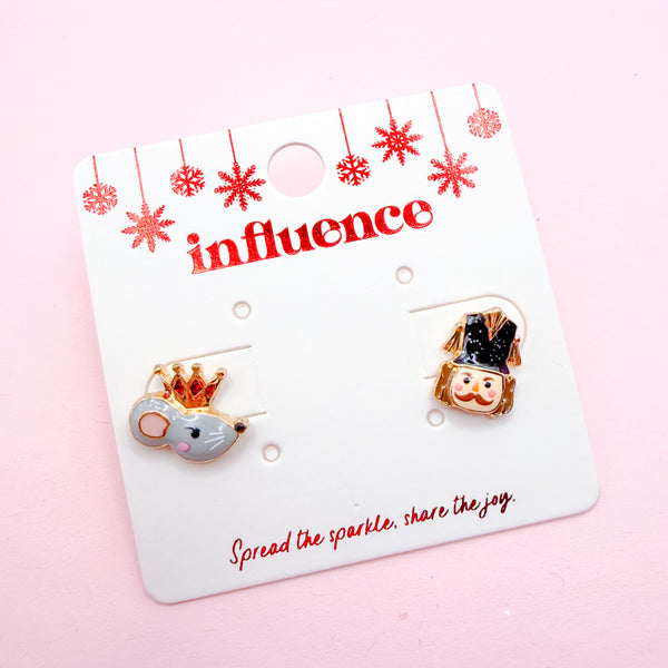 Nutcracker and Mouse King Head Stud Earrings