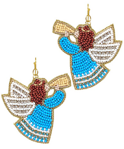 CHRISTMAS ANGEL BEAD CRYSTAL EARRINGS