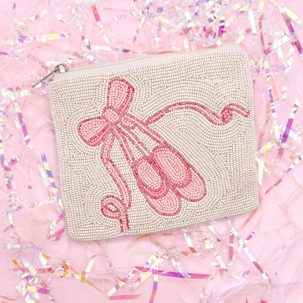 Beaded Pointe Shoe Zipper Pouch