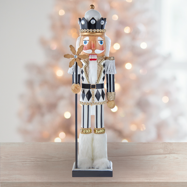 15" Black, White & Gold Nutcracker