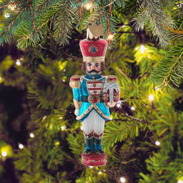 Elegant Nutcracker Glass Ornament
