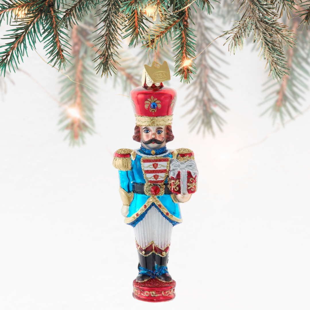 Elegant Nutcracker Glass Ornament