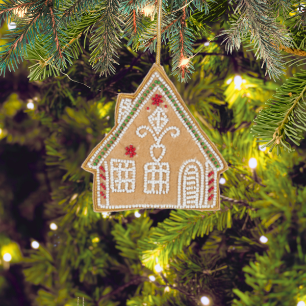 Beaded Gingerbread House Ornament