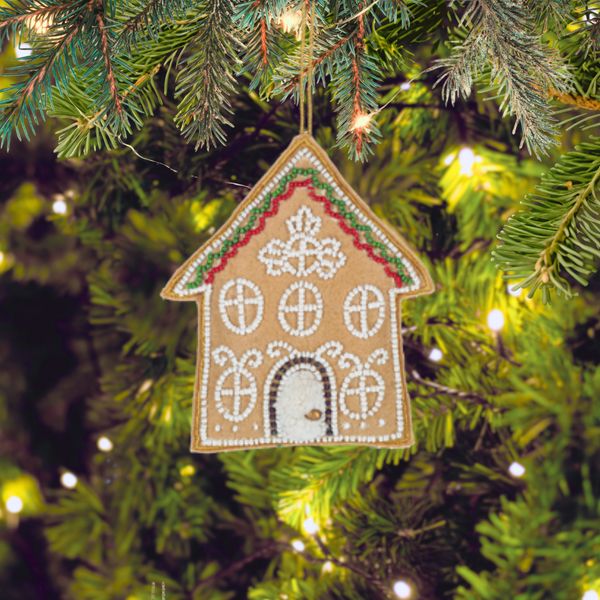 Beaded Gingerbread House Ornament