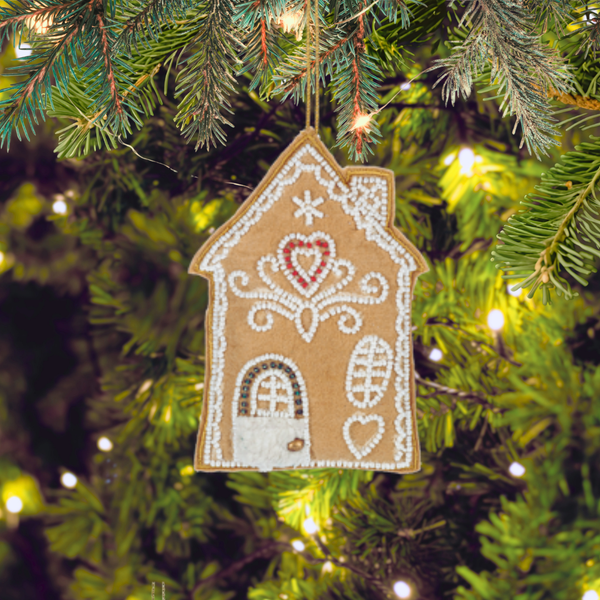 Beaded Gingerbread House Ornament