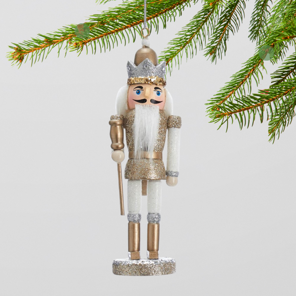 Champagne Nutcracker Wooden Ornament