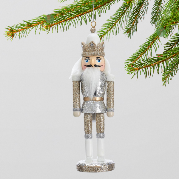 Champagne Nutcracker Wooden Ornament