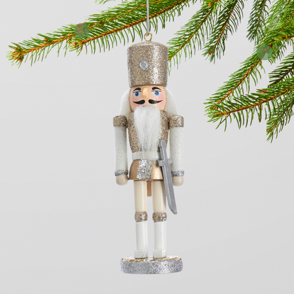 Champagne Nutcracker Wooden Ornament