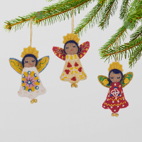 African American Embroidered Angel Ornament
