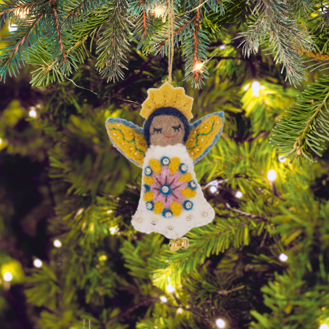 African American Embroidered Angel Ornament