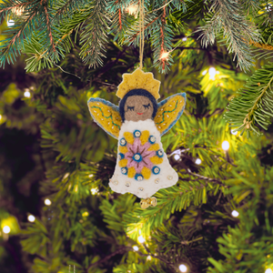 African American Embroidered Angel Ornament