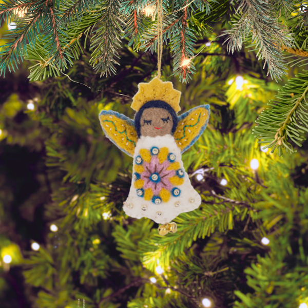 African American Embroidered Angel Ornament