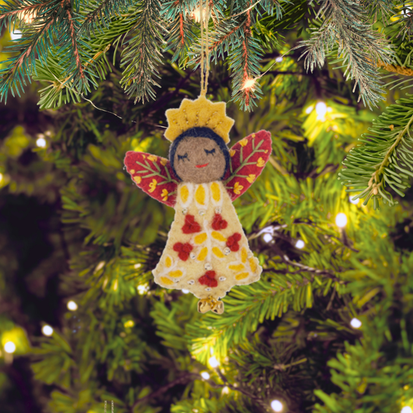 African American Embroidered Angel Ornament