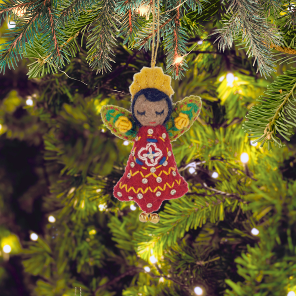 African American Embroidered Angel Ornament