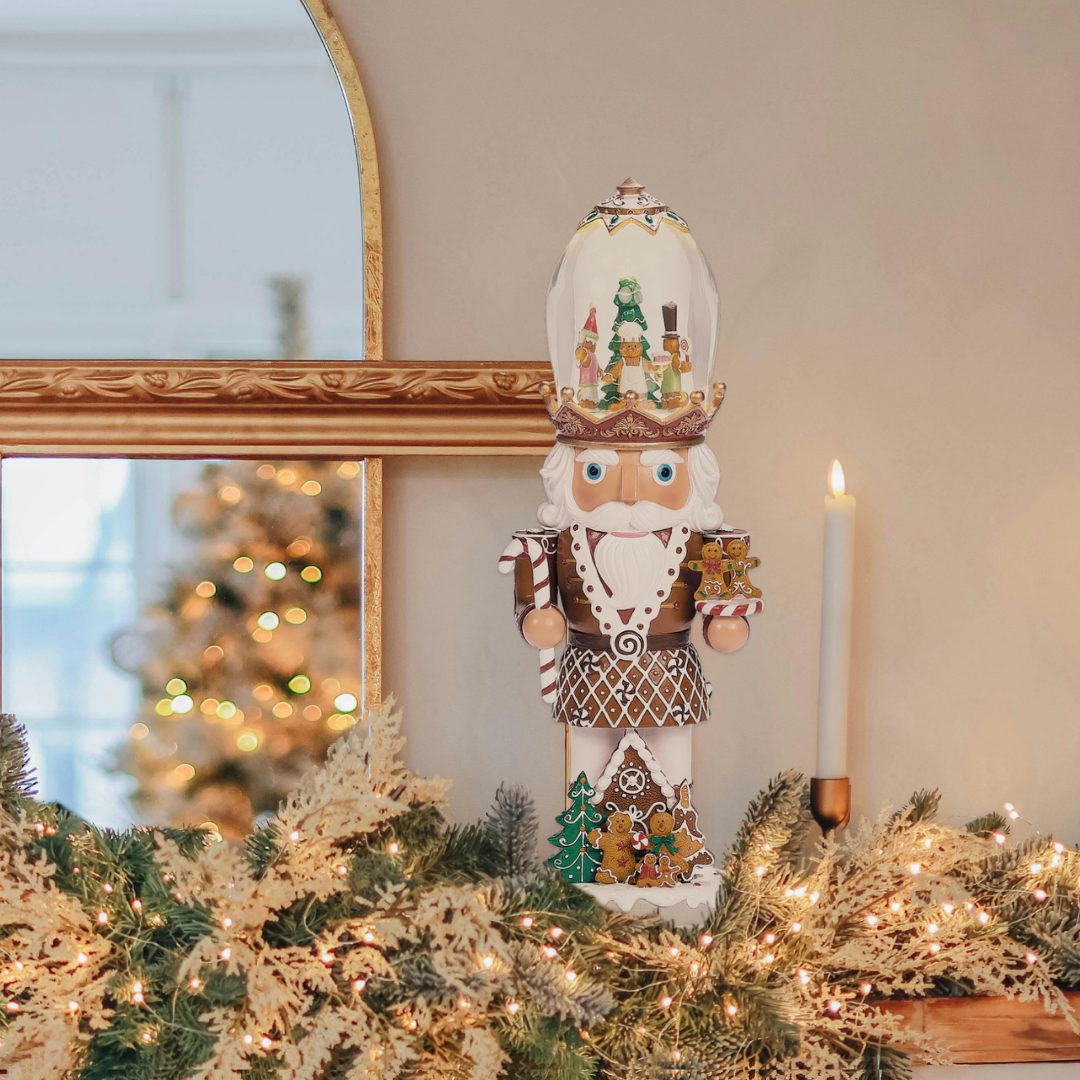 Gingerbread Nutcracker Lighted Musical with Rotating Scene Hat